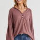 Half Button Lantern Sleeve Hoodie