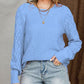 Openwork Round Neck Raglan Sleeve Sweater