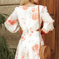 Floral Cutout Long Sleeve V-Neck Dress