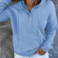 Half Snap Drawstring Long Sleeve Hoodie
