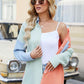 Color Block Button Up Collared Neck Shirt