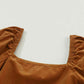 Square Neck Long Sleeve Tiered Dress