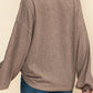 Round Neck Dropped Shoulder Lantern Sleeve T-Shirt