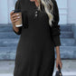 Buttoned Round Neck Long Sleeve Sweater Dress