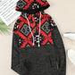 Geometric Long Sleeve Drawstring Hoodie