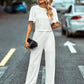 Textured Flutter Sleeve Top and Pants Set