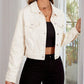 Collared Neck Long Sleeve Denim Jacket