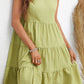 Textured Ruffle Trim Tiered Dress