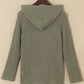 Waffle-Knit Button Up Drawstring Hoodie