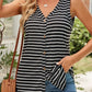 Striped Buttoned V-Neck Tank