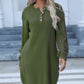 Buttoned Round Neck Long Sleeve Sweater Dress