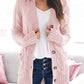 Cable-Knit Buttoned Cardigan with Pockets
