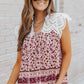 Floral Tassel Tie Eyelet Blouse