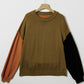 Contrast Round Neck Dropped Shoulder Sweater