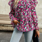 Printed Round Neck Flounce Sleeve Blouse