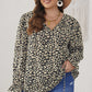 Plus Size Floral Flounce Sleeve Tie-Neck Blouse
