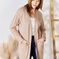 Hailey & Co Full Size Cable-Knit Pocketed Cardigan