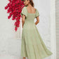 Smocked Square Neck Tiered Dress