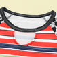 Mixed Print Cutout Three-Quarter Sleeve Top