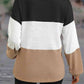 Color Block V-Neck Decorative Button Blouse