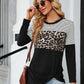 Color Block Round Neck Long Sleeve Blouse