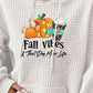 FALL VIBES Graphic Hoodie with Front Pocket