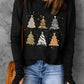 Christmas Tree Graphic Round Neck Long Sleeve T-Shirt