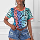 Leopard Striped Round Neck Tee