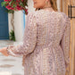 Plus Size V-Neck Prined Long Sleeve Blouse