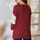 Hailey & Co Full Size Color Block Dropped Shoulder Knit Top