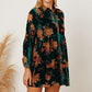 Floral Button Up Collared Neck Shirt Dress