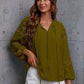 Crochet Tassel Tie Neck Long Sleeve Blouse