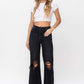 Vervet by Flying Monkey Vintage Ultra High Waist Distressed Crop Flare Jeans