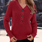 Half Button Long Sleeve Knit Top