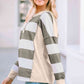 Striped Exposed Seam Buttoned T-Shirt