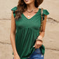 Ribbed Ruffle Sleeve Peplum Top