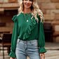 Ruffled Round Neck Long Sleeve Top