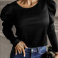 Round Neck Long Sleeve Blouse