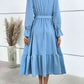 Swiss Dot Tie Front Ruffle Hem Dress