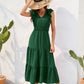 Tiered Ruffled V-Neck Cap Sleeve Dress