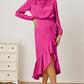 Mock Neck Ruffled Asymmetrical Dress