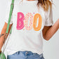 Round Neck Short Sleeve BOO Graphic T-Shirt