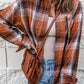 Collared Neck Long Sleeve Plaid Shirt