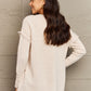 Full Size Buttoned Dropped Shoulder Raw Hem Pullover Sweater