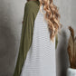 Striped Color Block Roll-Tab Sleeve Top