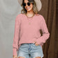 Openwork Round Neck Raglan Sleeve Sweater