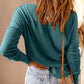 Waffle Knit Henley Long Sleeve Top