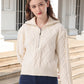 Zip-Up Collared Neck Long Sleeve Sweater