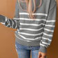 Striped Decorative Button Mock Neck Sweater