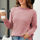 Waffle-Knit Round Neck Reglan Sleeve Sweater
